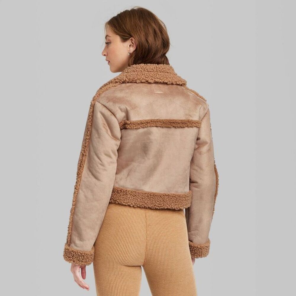 Wild Fable -  Women's Button Up Winter Faux Shearling Brown - Picture 3 of 3